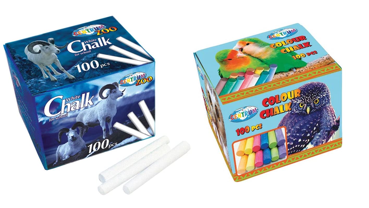 JMS we create smilePack of 200 (100 White & 100 Coloured) Chalks 80 x 7.5 mm | School | Kids Art | Outdoor Games