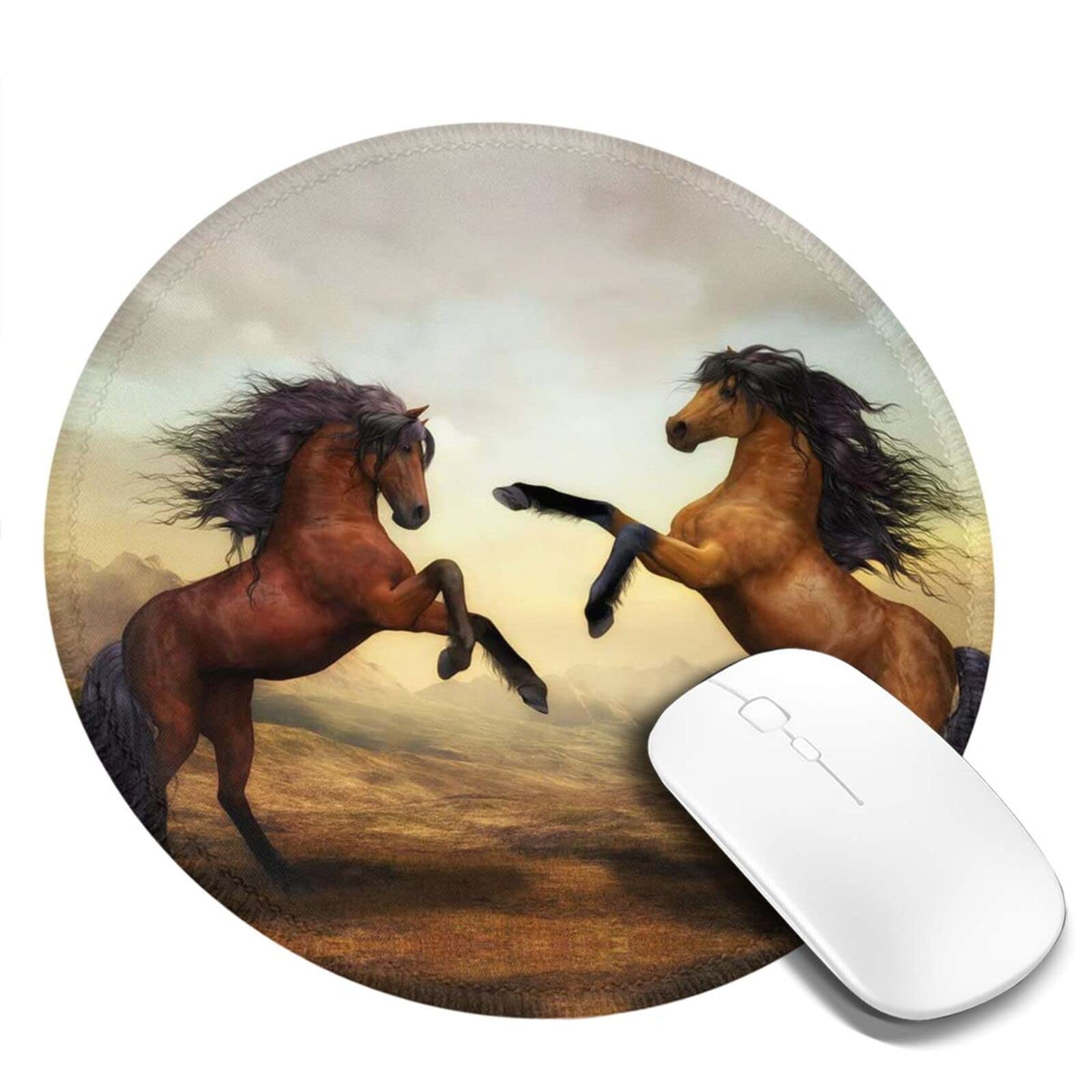 Tappetino per mouse con cavallo da corsa, con bordo cucito, base in gomma antiscivolo, per lavoro, gioco, ufficio, casa, 23,5 x 22,8 cm