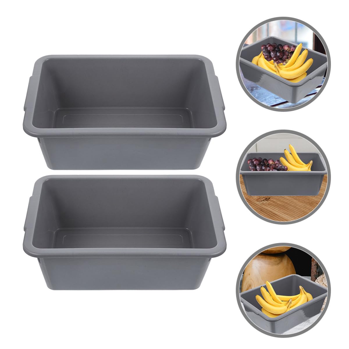 Vaschette e Conservazione Refrigerata in Pp con Manico 2 Pezzi Rettangolari per Lavaggio Piatti Multiuso per Cucina, Dispensa e Congelatore