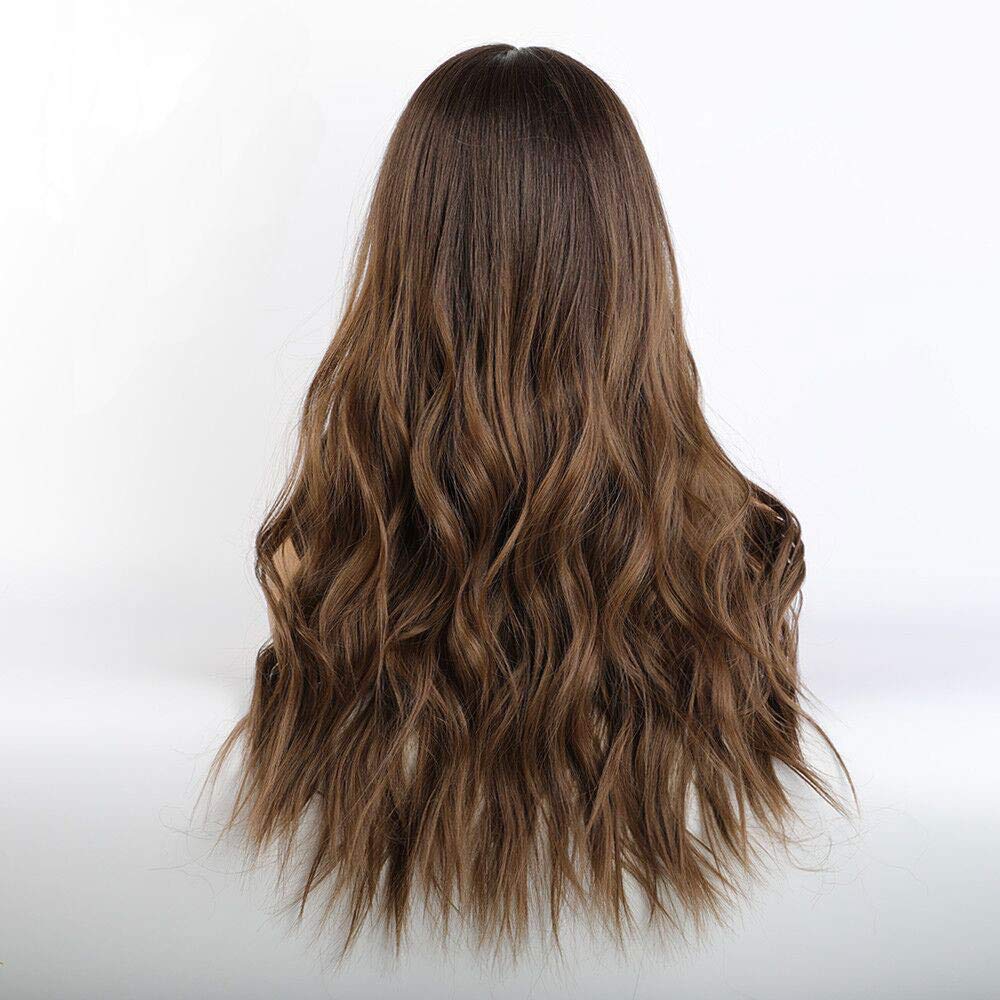C)Studio7-UK Long Wavy Auburn Brown Black Ash Blonde Synthetic Wig - Foto 6