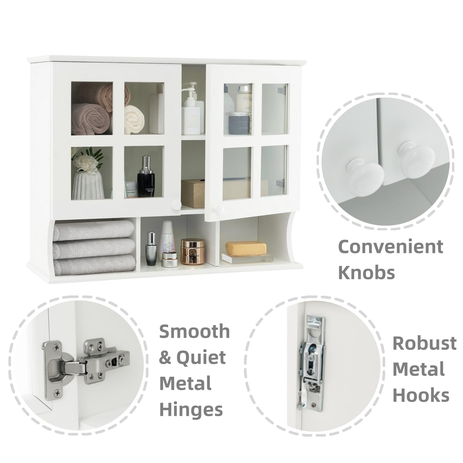 Armoire De Toilette Murale LIFEZEAL 60x14x50 Cm Blanche - Meuble Salle De Bain Miroir, 2 Étagères Réglables, Design Moderne