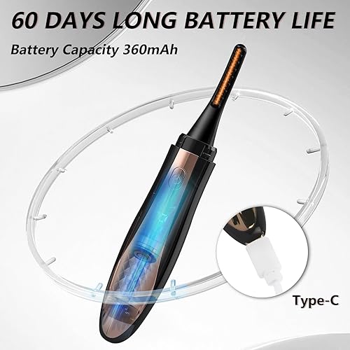 Miniatura 5 de Rizador de pestañas calentado, rizador de pestañas eléctrico recargable, rizador de pestañas de ojos, elevación de pestañas, 4 modos de temperatura,