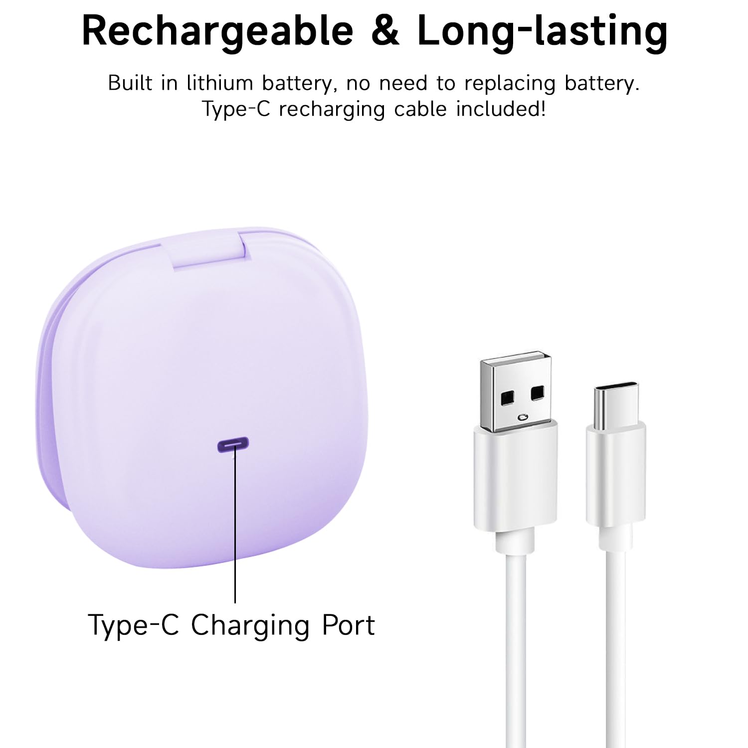 Espejo de Maquillaje Compacto con Luz LED 5X Recargable USB-C 3 Modos de Color Brillo Regulable Táctil