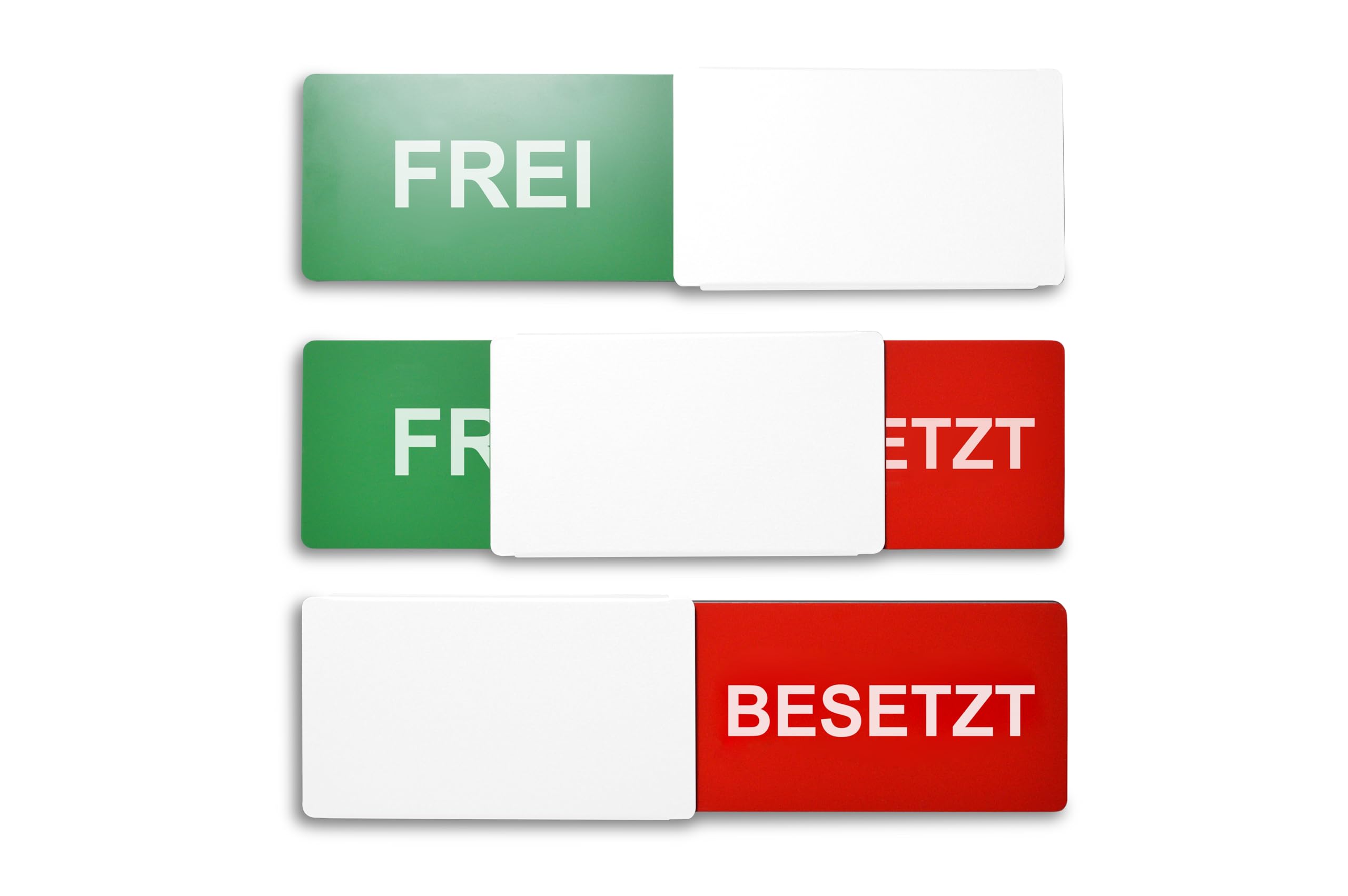 Placa libre/ocupada Estilo: elegante con deslizador blanco 175 x 50 mm – Diseño fabricado en Alemania – Texto grabado – Cartel sin marco con deslizador de metal, almohadillas adhesivas de la