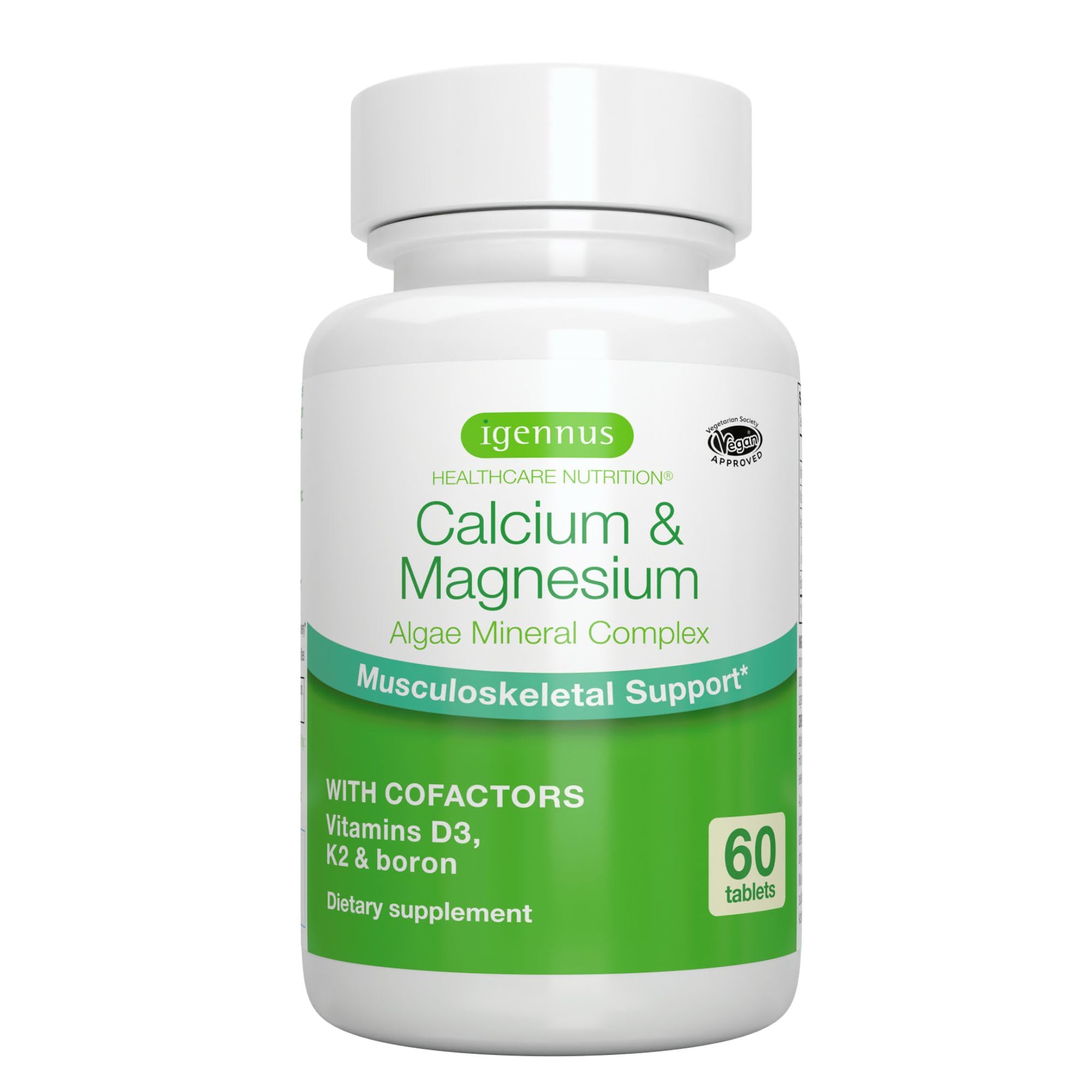 Igennus Red Algae Calcium Magnesium Complex, Bone Support, 60 Tablets 60 Count (Pack of 1)