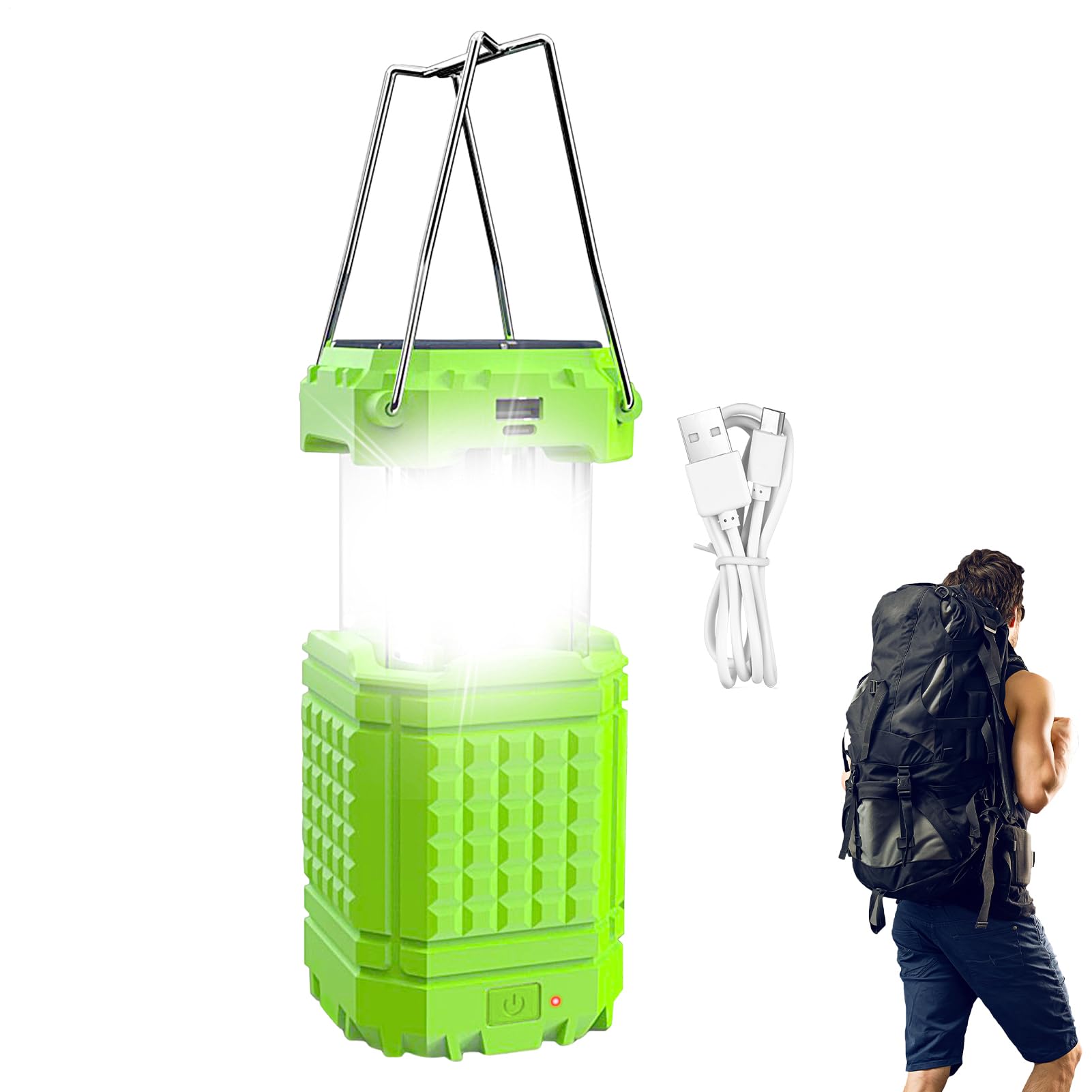 Linterna Solar de Camping Colgable con manivela | Lámpara de tienda recargable por USB Para Jardín Jardín Patio Traspatio Patio Senderismo Escalada Playa Barbacoa Reparación