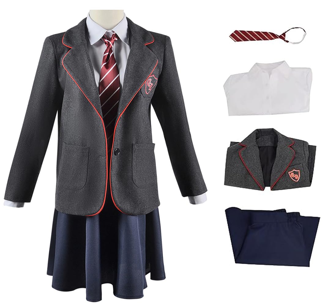 LMPN Girls Matilda Costume the Musical School Uniform Dress Matilda Jacket Shirt Skirt Suit Halloween Outfit for Kids