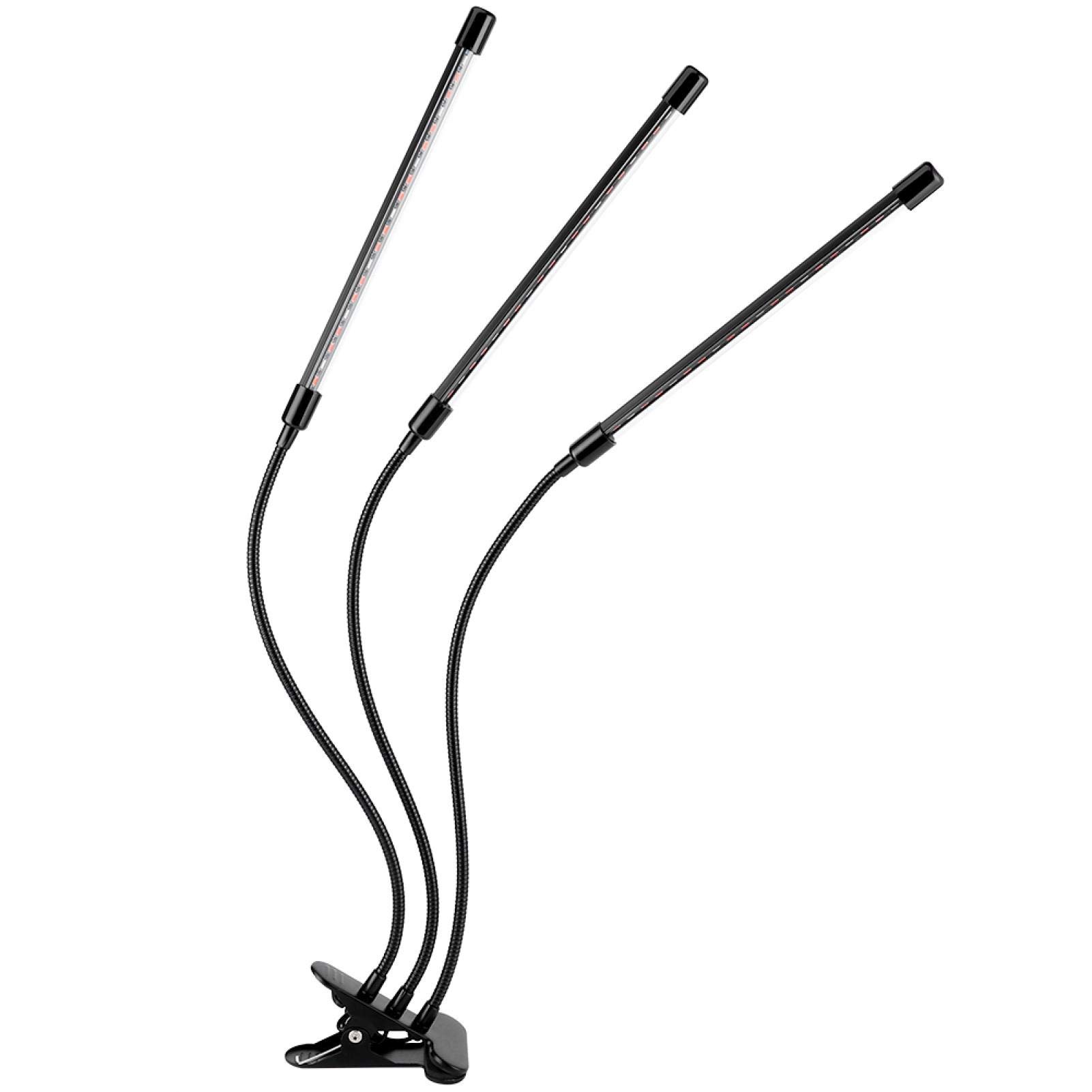 Lámpara de Planta de Cuello de Cisne, 30W USB 3 Tubos LED Flexible Lámpara de Cultivo de Planta de Espectro Completo con Clip para Plantas de Interior