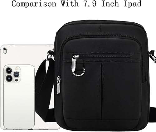 Miniatura 7 de Lizbin Bolsa tipo mensajero para hombre, pequeña bolsa cruzada casual negra, bolso cruzado para hombre y mujer, bolsa de hombro tipo mensajero de