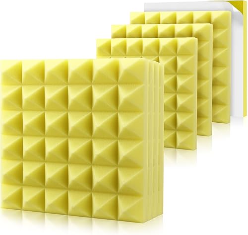 Paneles de espuma acústica de alta densidad de 2 pulgadas con autoadhesivo, paquete de 12  Espuma a prueba de sonido de 2 x 12 pulgadas x 12