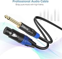 Vista 4 de Disino - Cable de micrófono XLR hembra a TS mono de 1/4 pulgadas (6.35mm), desequilibrado de 3 pines XLR hembra a conector de micrófono TS de cuarto