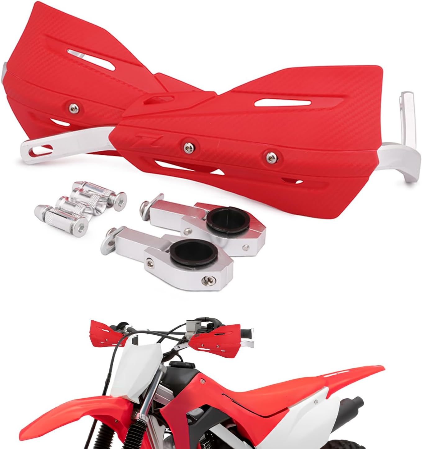 7/8" and 1 1/8"Handlebar Hand Guards Handguard Handle Protector Protection For Honda CRF50 CR80 CR85 CRF110 CR125R CR250R Motorcycle Dirt Pit bike (Red)