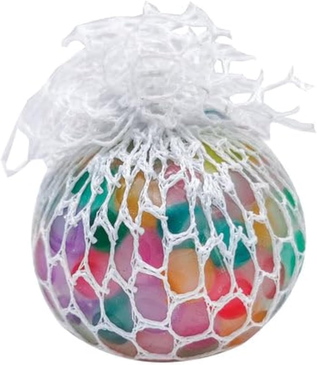 Raymond Geddes Lots O Mesh Balls – 12 Colorful Squeeze Balls Per Pack – Squish ‘N’ Squeeze Stress Ball Filled with Multicolor Orbs