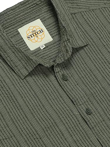 Image of StitchX Men's Full Sleeve Textured Casual Spread Collar Shirt