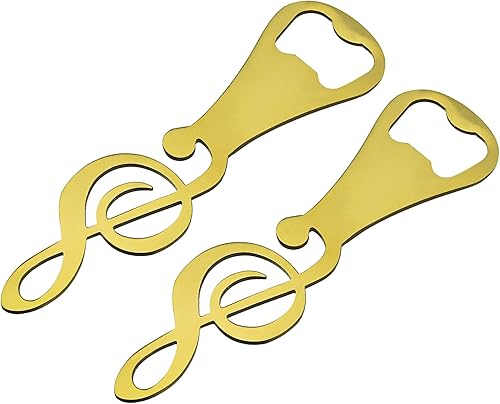 uxcell Abrebotellas, 2 unidades, abridor de botellas de cerveza de metal, abrebotellas planas de notas musicales, regalos geniales para amantes de