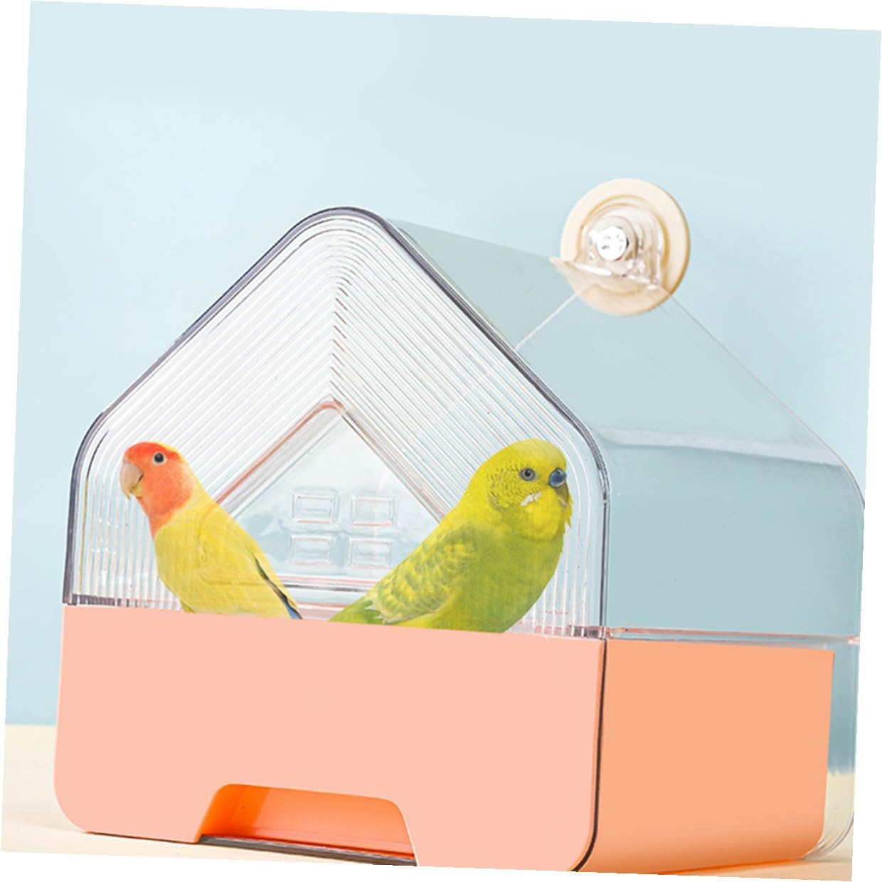 Luxshiny 2pcs Parrot Bath Box Bird Shower Tub with Hanging Design Plastic Birdcage Bath Tub for Small Birds Budgie Cockatiel Indoor Use