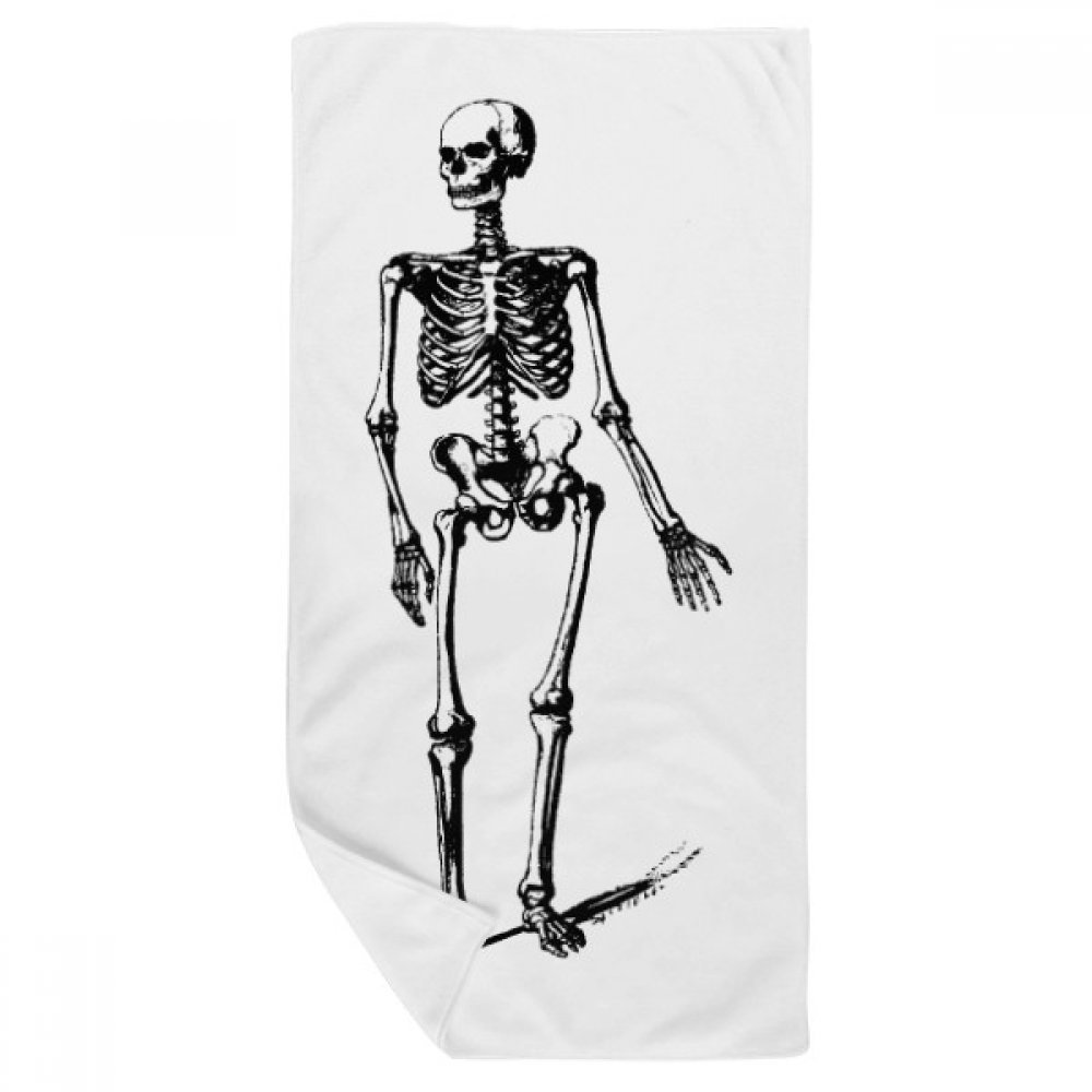 Gant de toilette et serviette de bain squelette humain multicolore doux 35x70cm