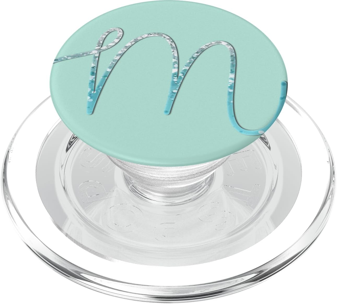 Light Blue Initial Letter-M On Green Mint PopSockets PopGrip for MagSafe