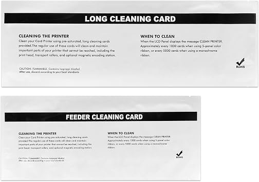 105999-701 12-Pack Cleaning Card 2 Piece Set for Zebra ZXP Series 7 ZXP7 ID Card Printer,12 Printer Path Cleaning Cards and 12 Feeder Cleaning Cards
