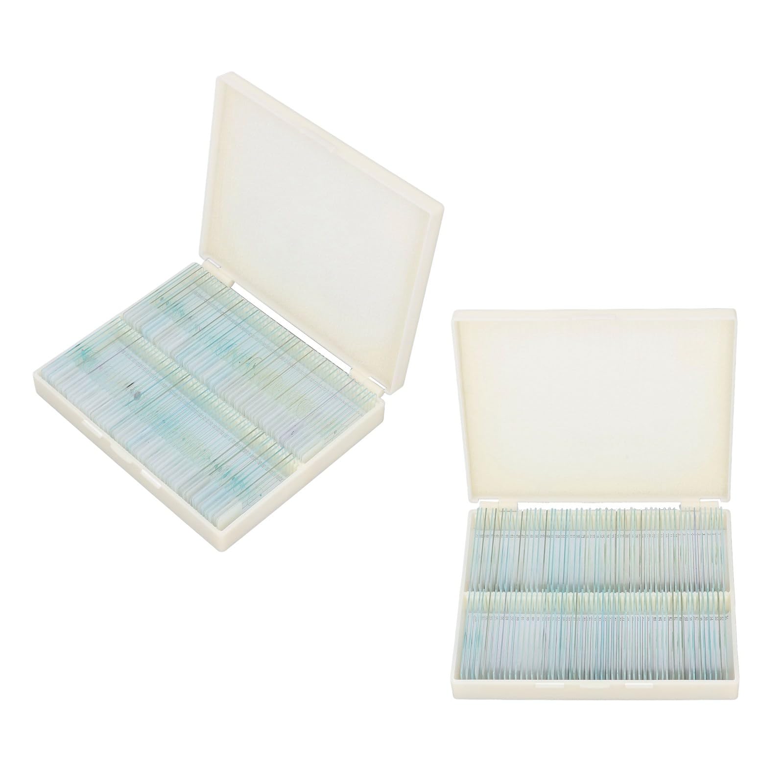 Cocoarm Portaobjetos de Microscopio, Portaobjetos de Microscopio en Blanco de Vidrio óptico, 100 Piezas de Borde Redondeado para Observación de Células Vegetales, Etiquetado Transparente y Caja de