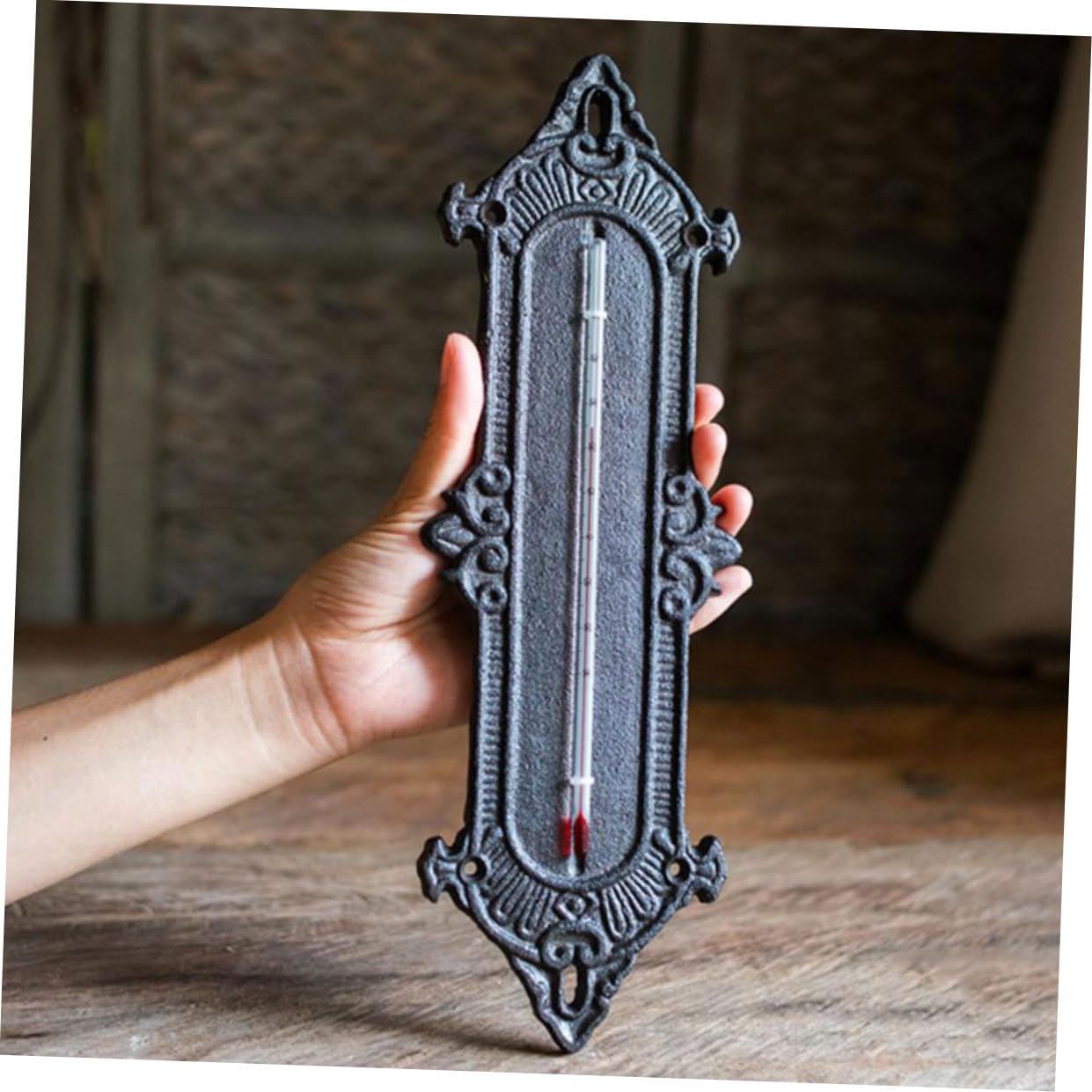 Toyvian Gusseisen Gewächshaus Thermometer Wandthermometer mit Temperaturanzeige Kompakt Multifunktional für Innen und Garten