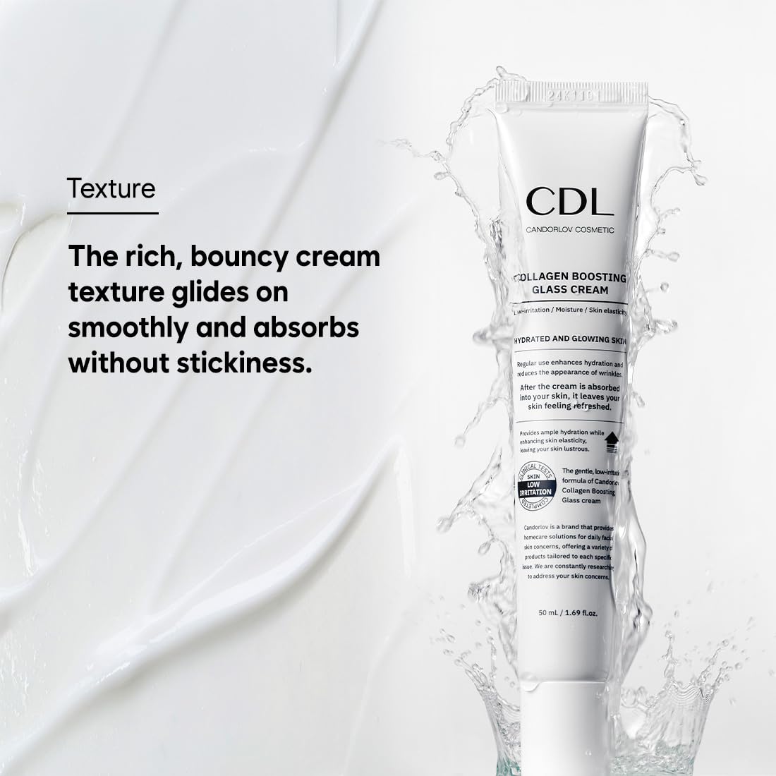 CDL Collagen Boosting Glass Cream - Glass Skin 72 HR Moisturizer with PDRN & Hyaluronic Acid - Firming, Instant Elasticity Improving Korean Skin Care for All Skin Types, 1.69 fl. oz. - Image 3