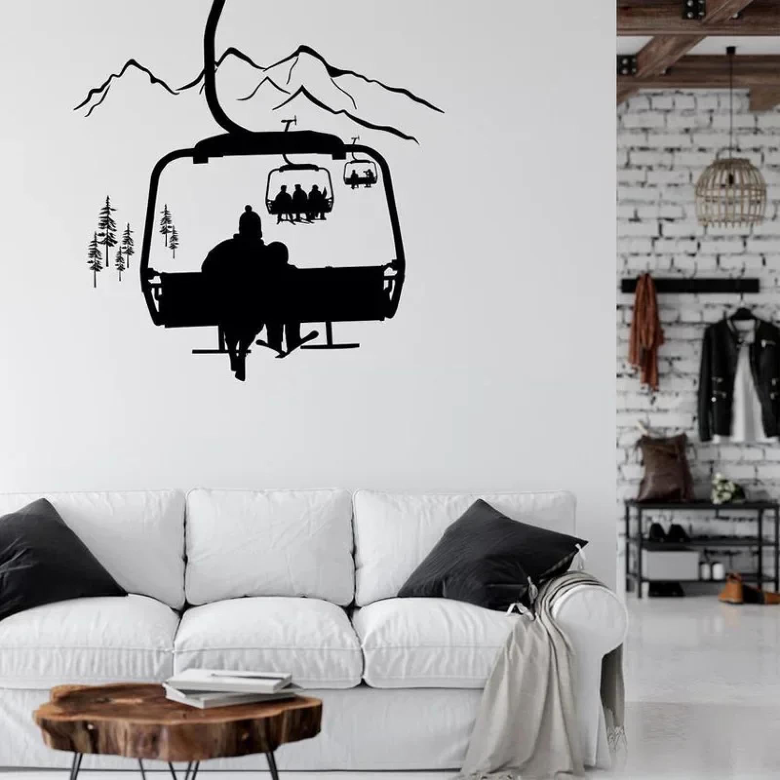 Ski Lift wall Vinyl Stickers Sports Stickers Skier Gifts ski wall Decoration Sports wall Stickers