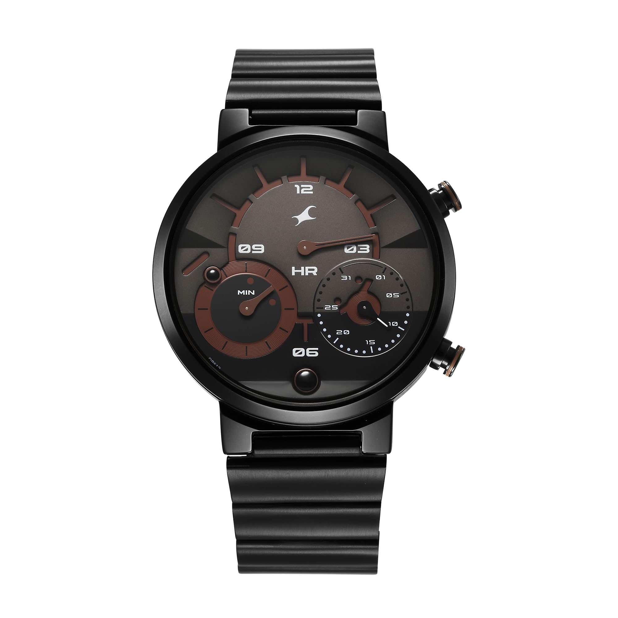 Fastrack Gambit Micromotor Quartz Multifunction Grey Dial Black Stainless Steel Strap Watch for Guys - NT3309NM01-image-46