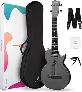 Enya NOVA U PRO 26-Inch Carbon Fiber Cutaway Tenor Ukulele, Black | Waterproof Body, Resists Humidity, Heat and Cold, Lightweight 1.65 lb, Fuller Resonance, Kit: Case, Strap, Capo, Strings