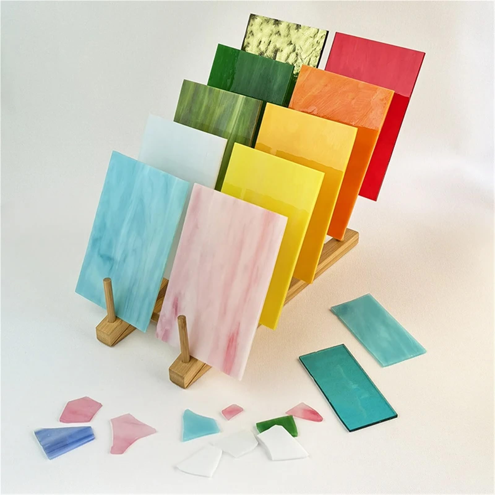 Mosaikfliesen 10X10Cm Quadratische Glasmosaikfliesen Transparent Gebeizt Mosaikstück Diy Mosaikherstellung Steine ​​Für Handwerk Hobby Kunst Wanddekoration