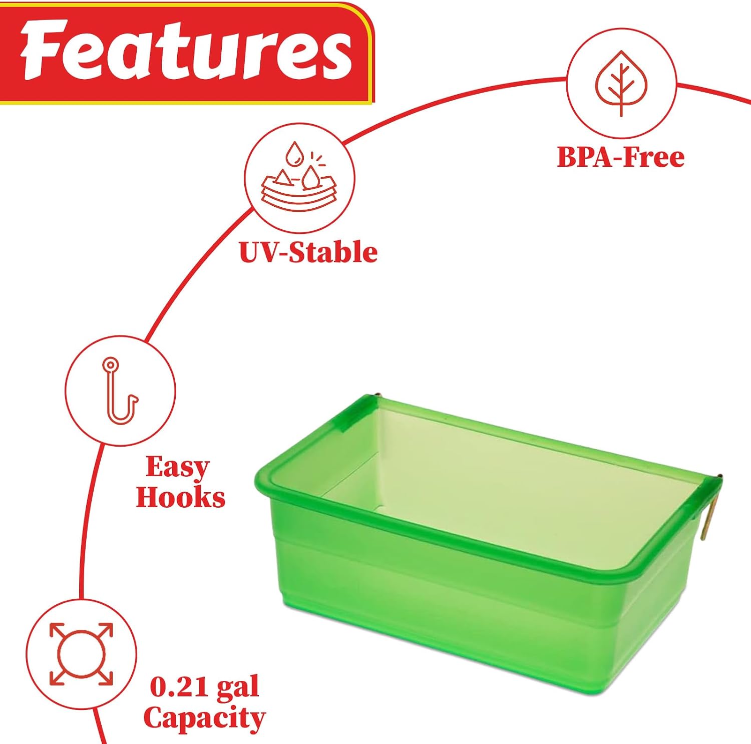 My Favorite Chicken 27oz Chicken Cage Cup – Hanging Chicken Waterer & Feeder for Chick, Duck, Quail, Parakeet – Versatile Poultry Feeder & Bird Cage Water Cups, Green image 3