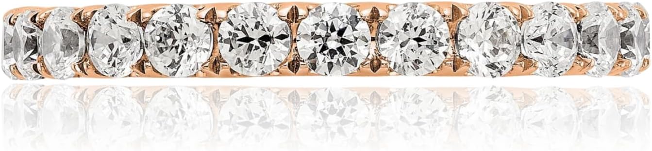 IceCarats 14K Solid Rose Gold 1.51 carat Diamond Eternity Anniversary Ring Wedding Band Round Cut, Natural, Prong Set