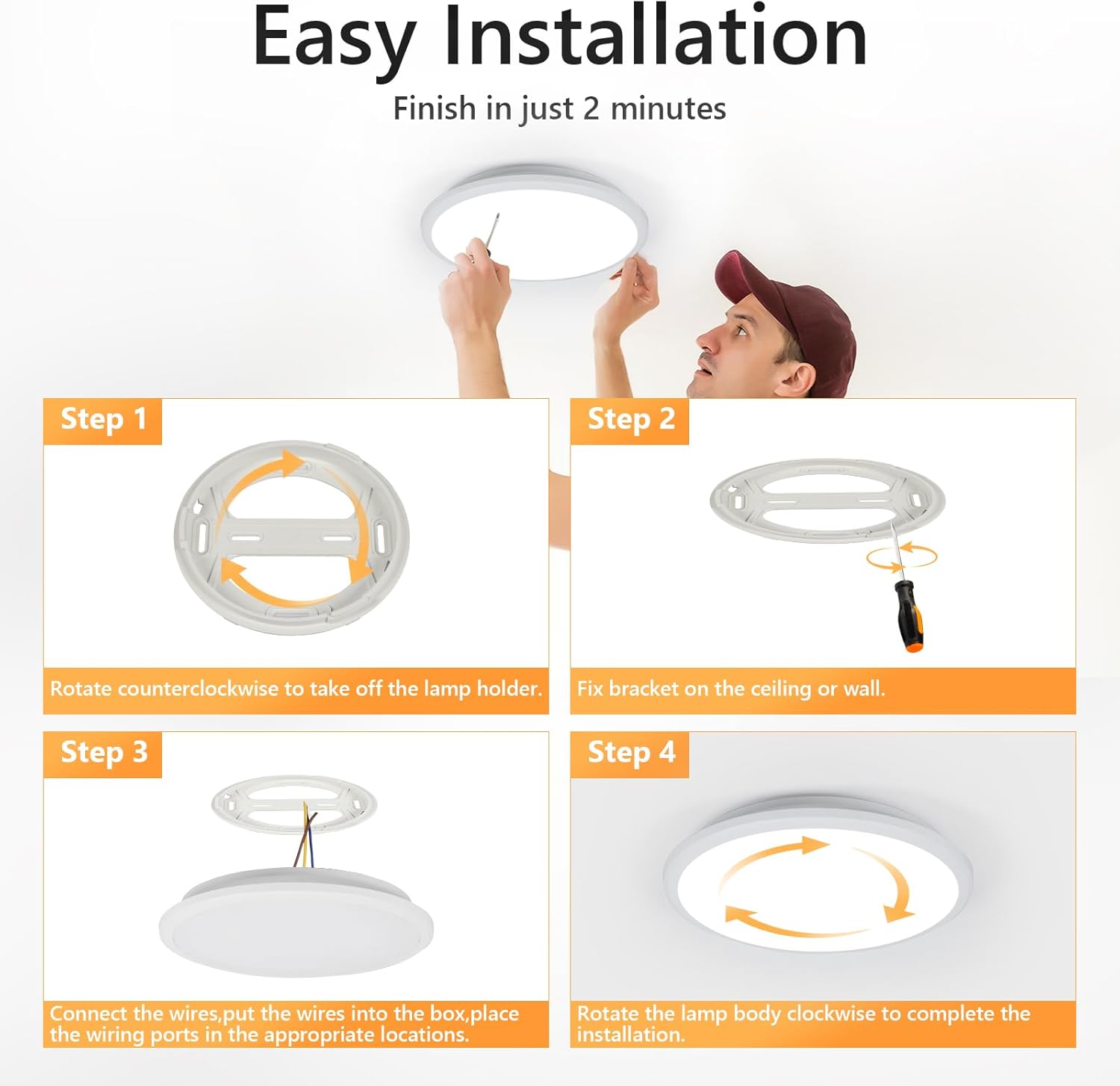 Four-step installation guide for DELIPOP LED Ceiling Light