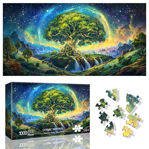 Ginfonr Puzzle de 1000 Piezas, Árbol Puzzle para Adultos. Rompecabezas desafiante. Paisaje Juegos de Rompecabezas para Toda la Familia, un Regalo Festivo para los Amigos en un Bonito Envoltorio