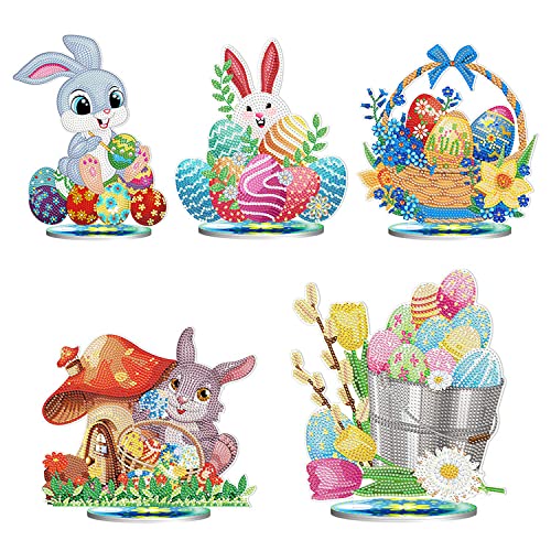 Kit Diamond Painting 5D Pasqua | Coniglio E Decorazioni | Fai Da Te Con Acrilico | Regalo Creativo