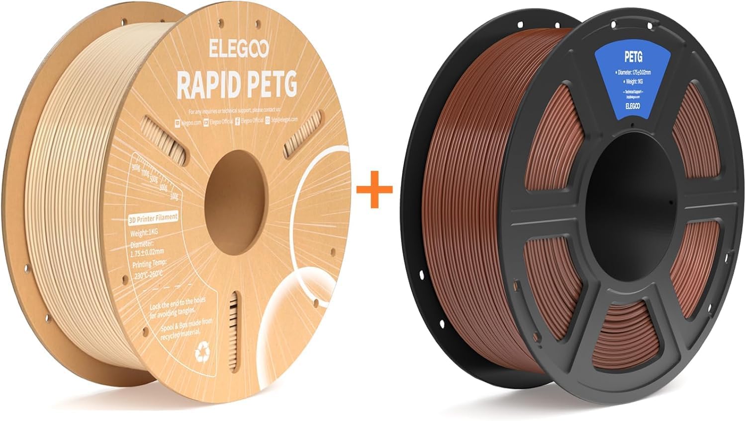 Rapid PETG Filament Beige 1KG & PETG Filament Brown 1KG