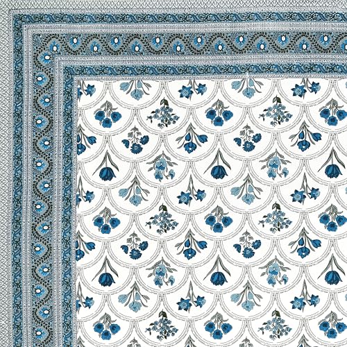 Image of BLOCKS OF INDIA Hand Block Printed 200 TC Cotton King Size Bedsheet (Grey Rose)