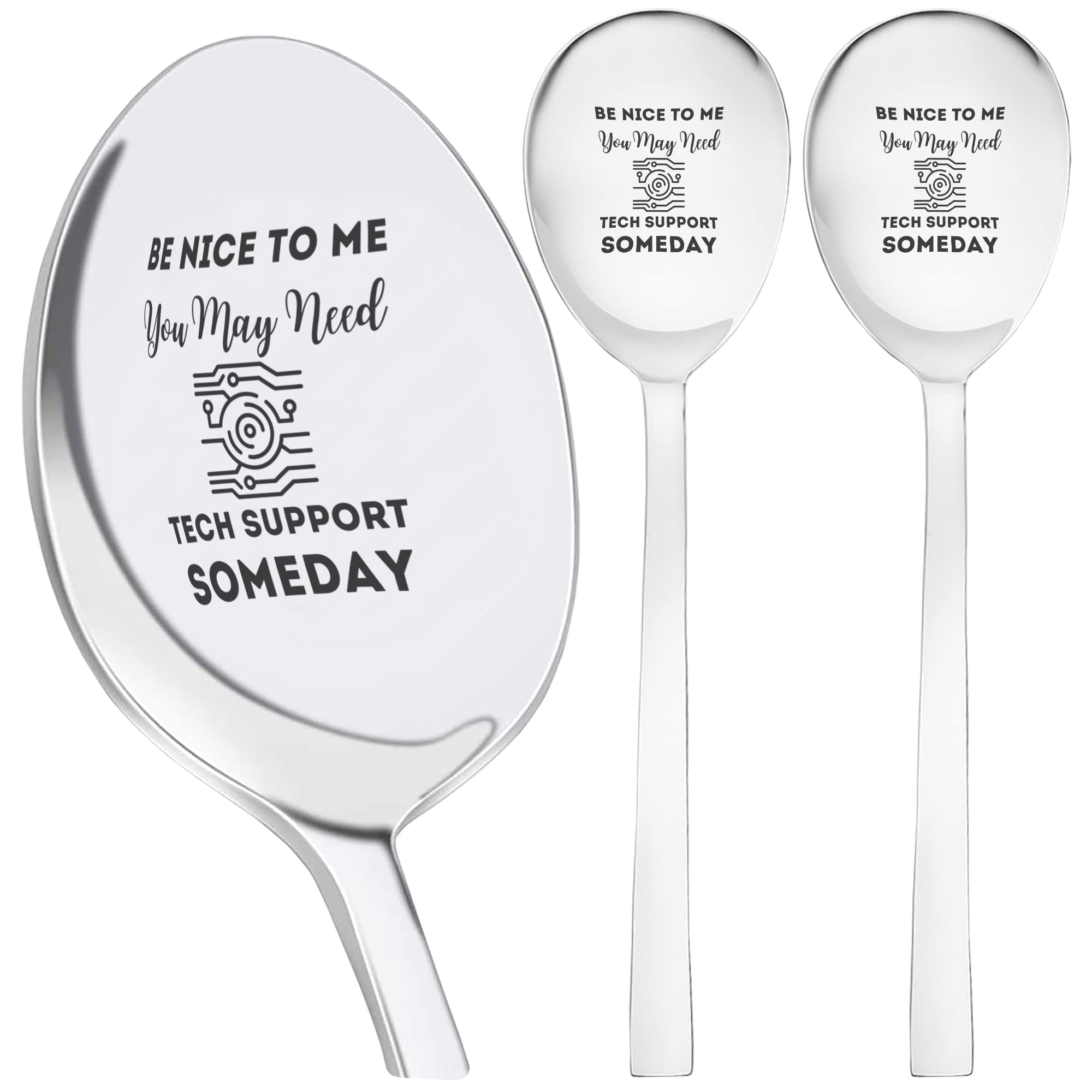 funny tech support be nice to me- geek computer engineer Stainless Steel Spoon | Pack of 3