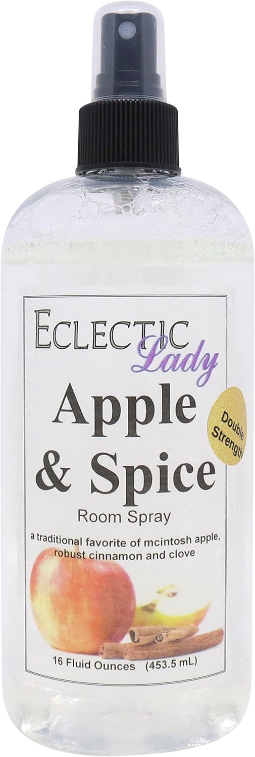 Apple and Spice Room Spray (Double Strength), 16 Ounces, No Artificial Colors, Parabens, or Preservatives - Fragrant Aromatic Room Mist For Home, Room, Office