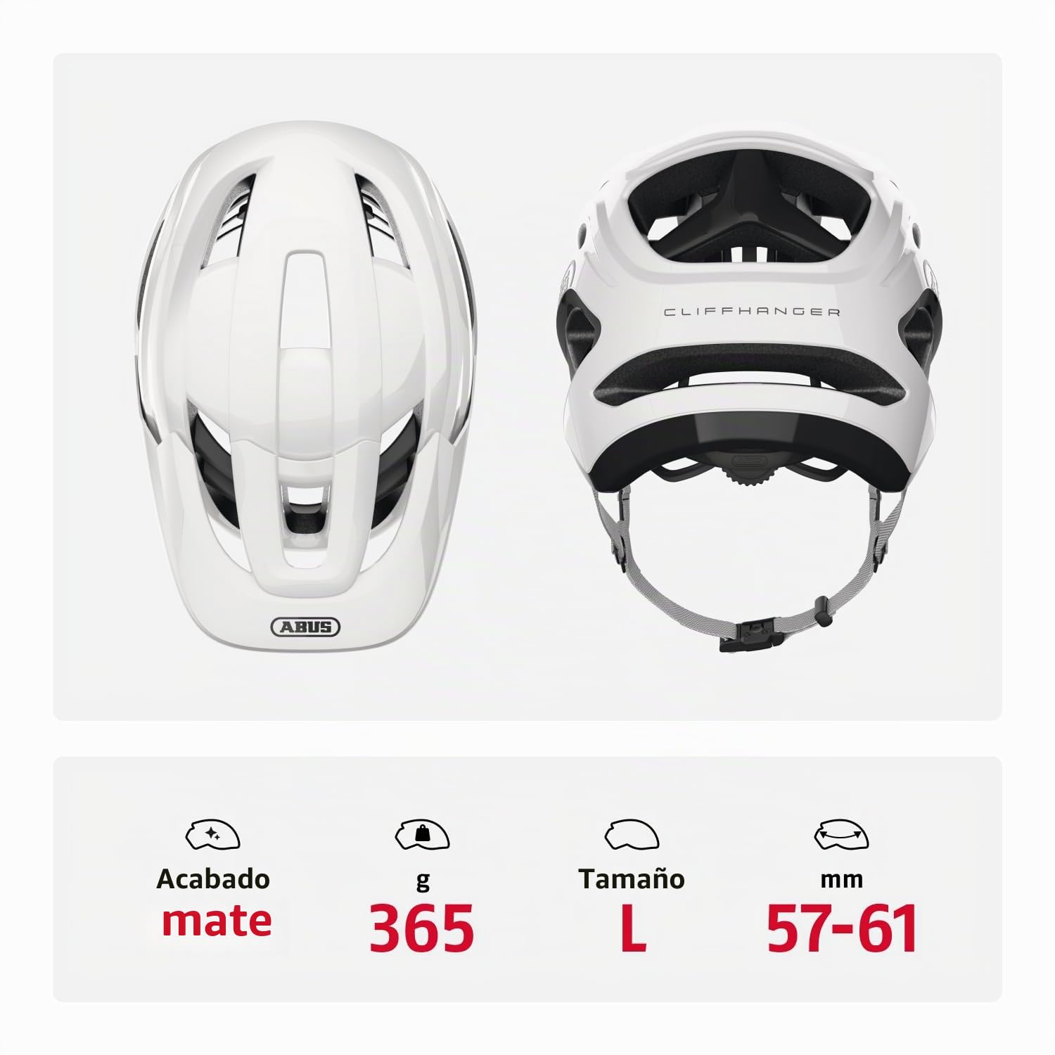ABUS Cliffhanger MIPS Casco MTB Bicicleta de Montaña, Alpine White, L | Casco MTB con Mips, para Singletrail y Enduro, cierre magnético, visera regulable en altura