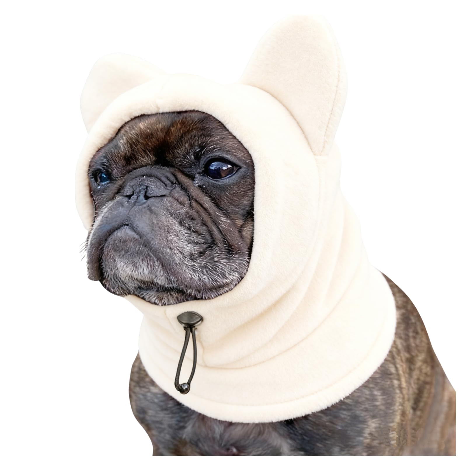 BT Bear Dog Winter Hat,Calming Ears Cover Soft Warm Fleece Dog Hats Windproof Adjustable Quiet Ears for Small Medium Dogs (Apricot, L)