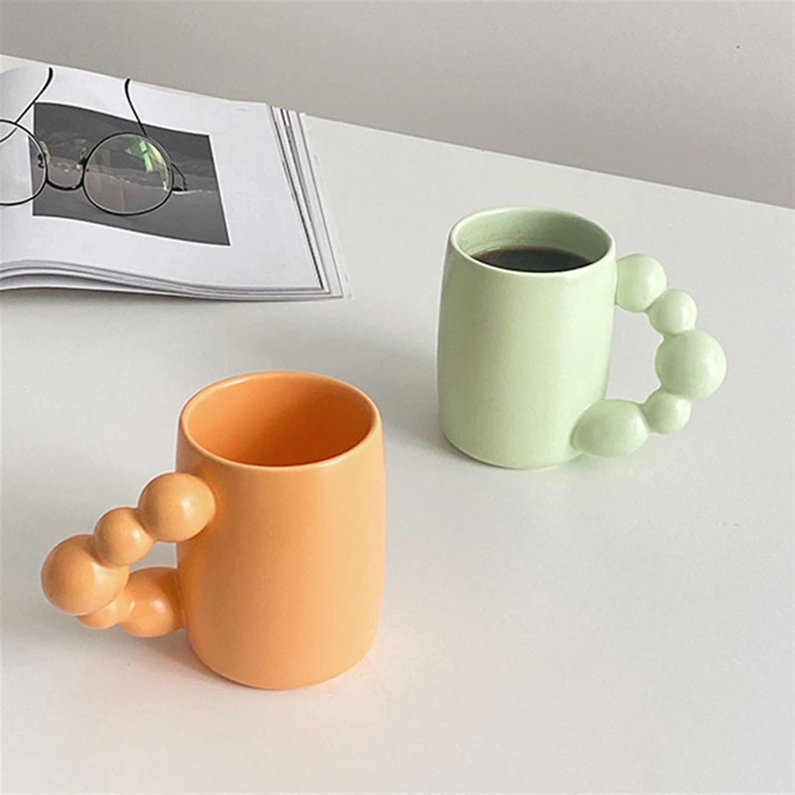 Schöne Tasse, Becher Personalisierte Kaffeetasse Keramische Milchtasse Mit Kugelgriff Küche Büro Wasser Tasse 350Ml Trink Kaffeetasse/Rosa/350Ml