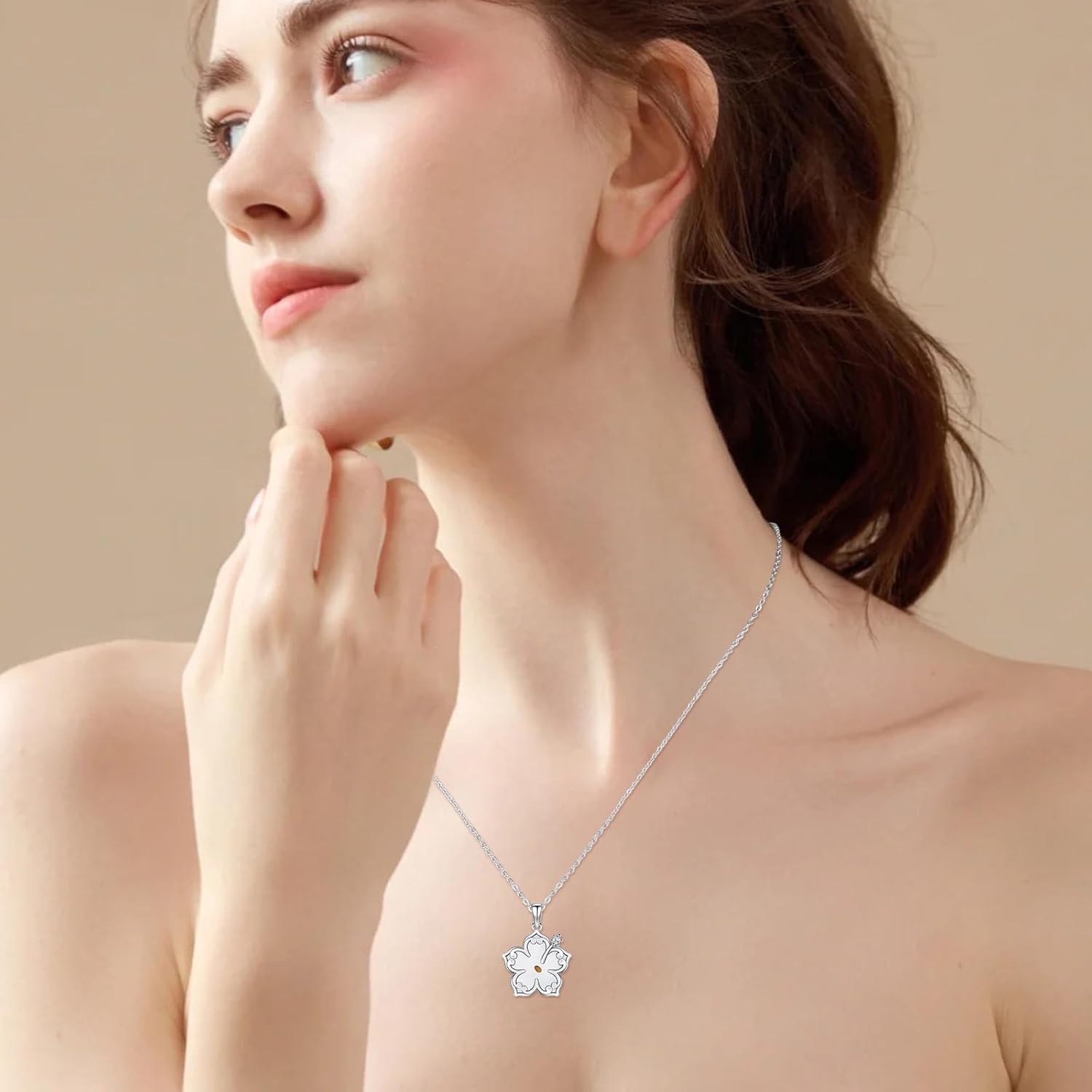 Christmas Gifts Hibiscus Flower Necklace 925 Sterling Silver, Mustard Seed Pendant Necklace for Women, Religious Inspirational for Mother's Day Birthday - Image 5