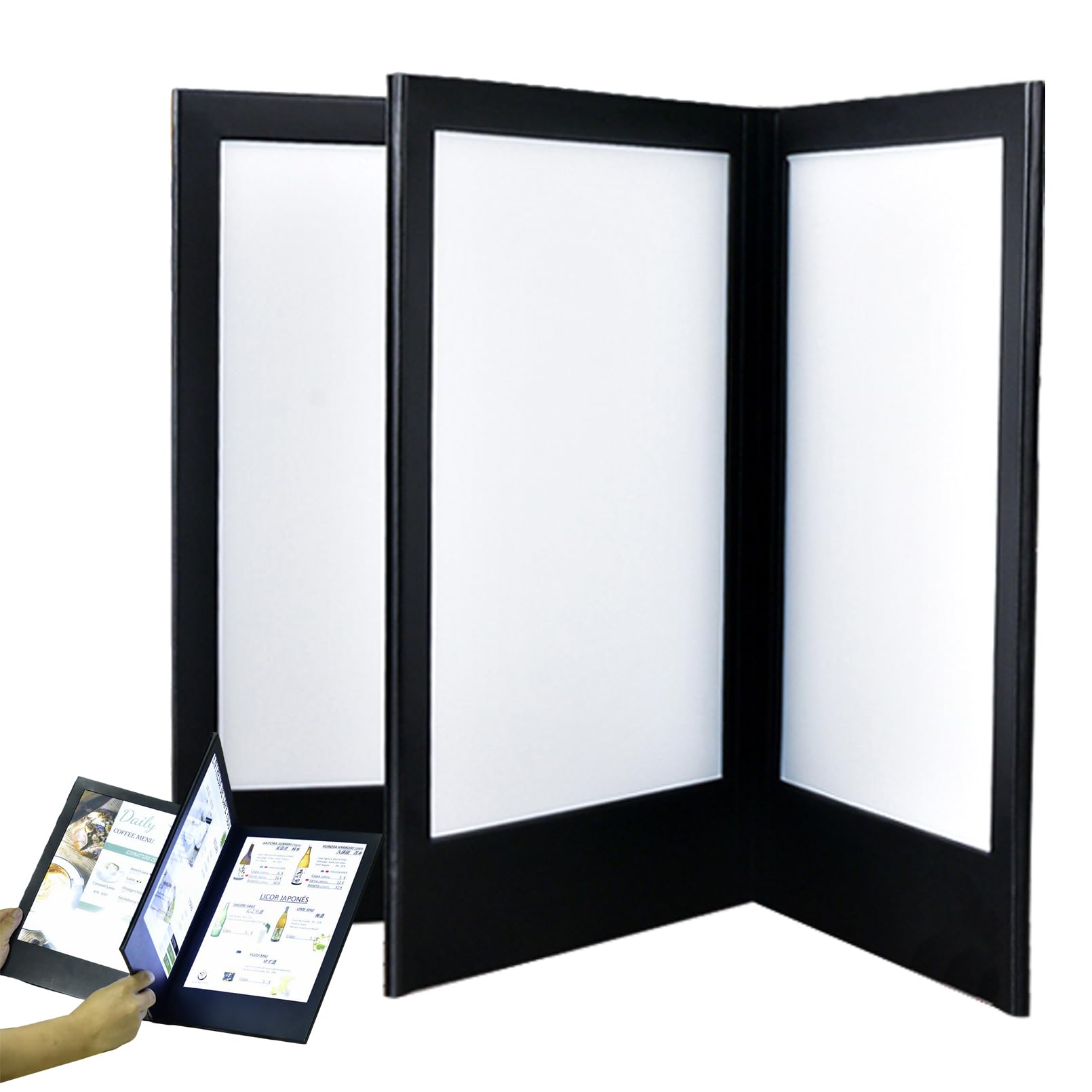 Portamenú Iluminado Recargable, Cubierta De Menú LED Retroiluminada Personalizable – Carpeta Plegable De Doble Panel De Cuero PU para Restaurante, Hotel, Bar Y Alta Cocina