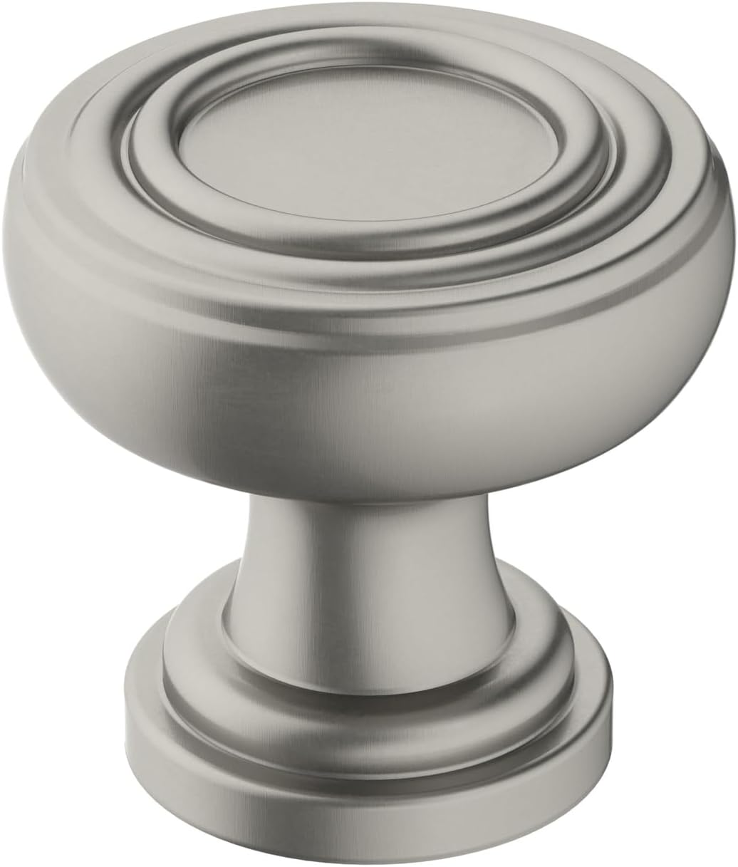 Amerock Ville 1-1/8 inch (29mm) Diameter Satin Nickel Cabinet Knob - 10 Pack