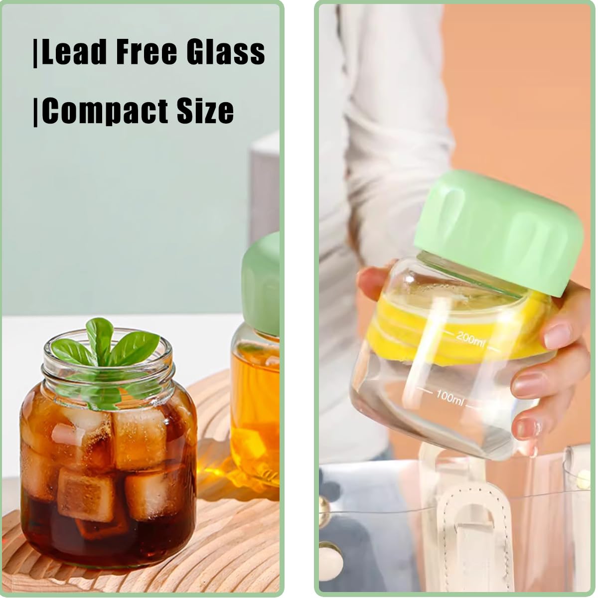 Danmu 10oz Glass Juice Bottles – 6 Pack, 300ml Borosilicate, Leakproof, Dishwasher Safe For Drinks & Travel
