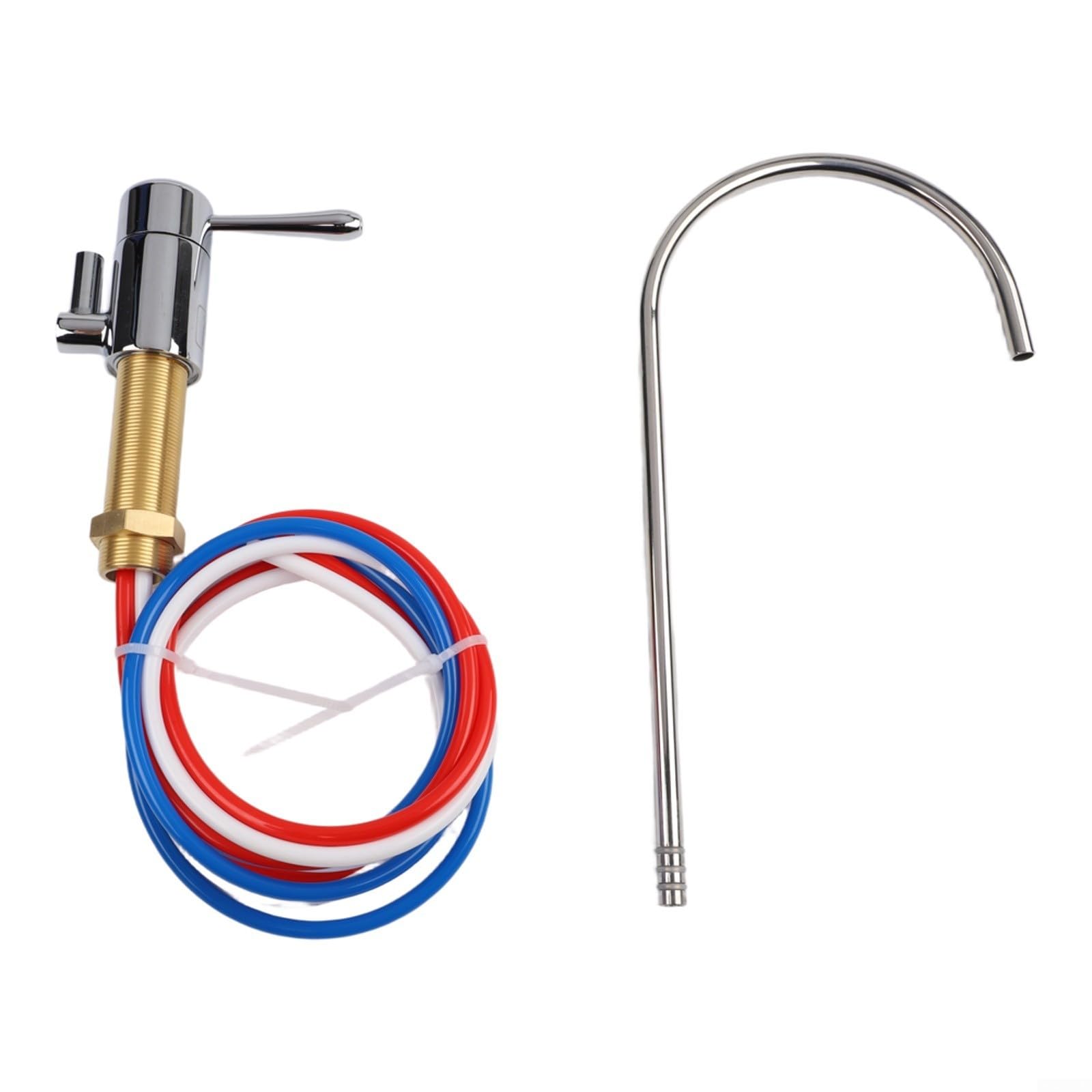 Grifo de agua potable de latón cromado para sistema de filtro eSpring, boquilla giratoria de 360°, construcción de acero inoxidable sin plomo, kit de instalación, solución de fontanería