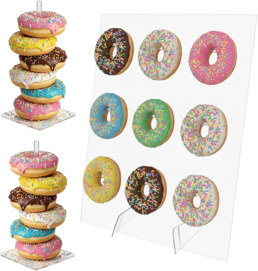 Covie Donut Stand & Donut Wall Display Stand – Donut Stands for Dessert Table, Donut Holder Stand Party, Donut Display, Bagel Stand, Bagel Holders for Party