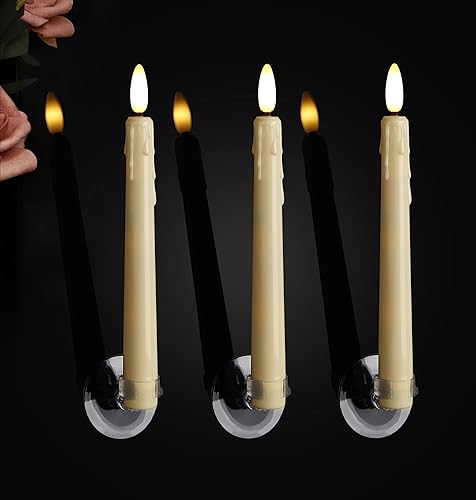 Miniatura 28 de 6 velas de Navidad para ventana con temporizador, velas LED parpadeantes sin llama con control remoto, velas cónicas que funcionan con pilas Velas