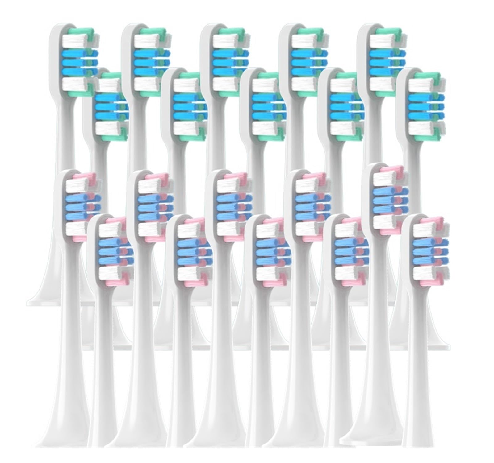 Cabezales 20/50PCS, compatible con Xiaomi, T300 T500 T700 | Cabezales para cepillo dental eléctrico de cerdas suaves, plástico, cerdas de alta densidad(50WhiteBluePink)